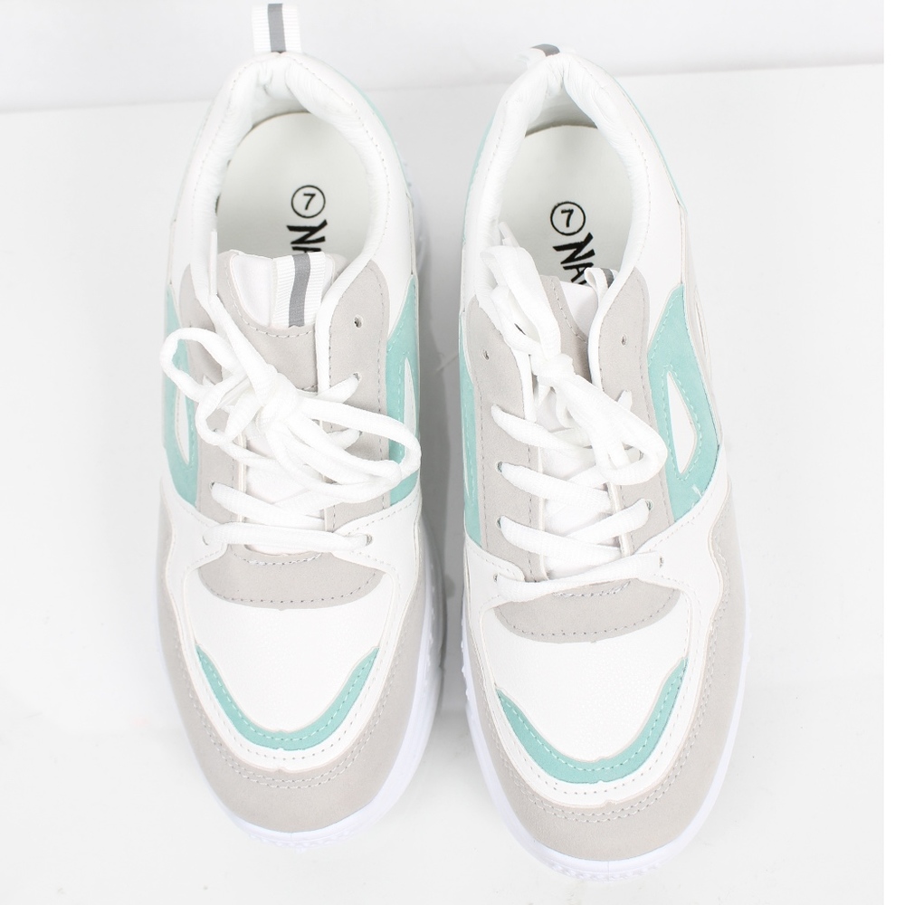 Green Color Block Fashion Retro Platform Sneaker - Picture 5 of 6